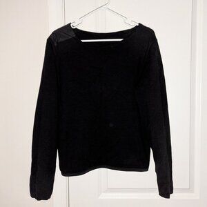 Prada Solid Long Sleeve Knit Wool Logo Sleek Sweater Top Shirt Size 48 Womens 12